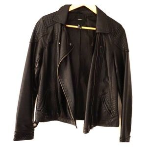 black faux leather jacket